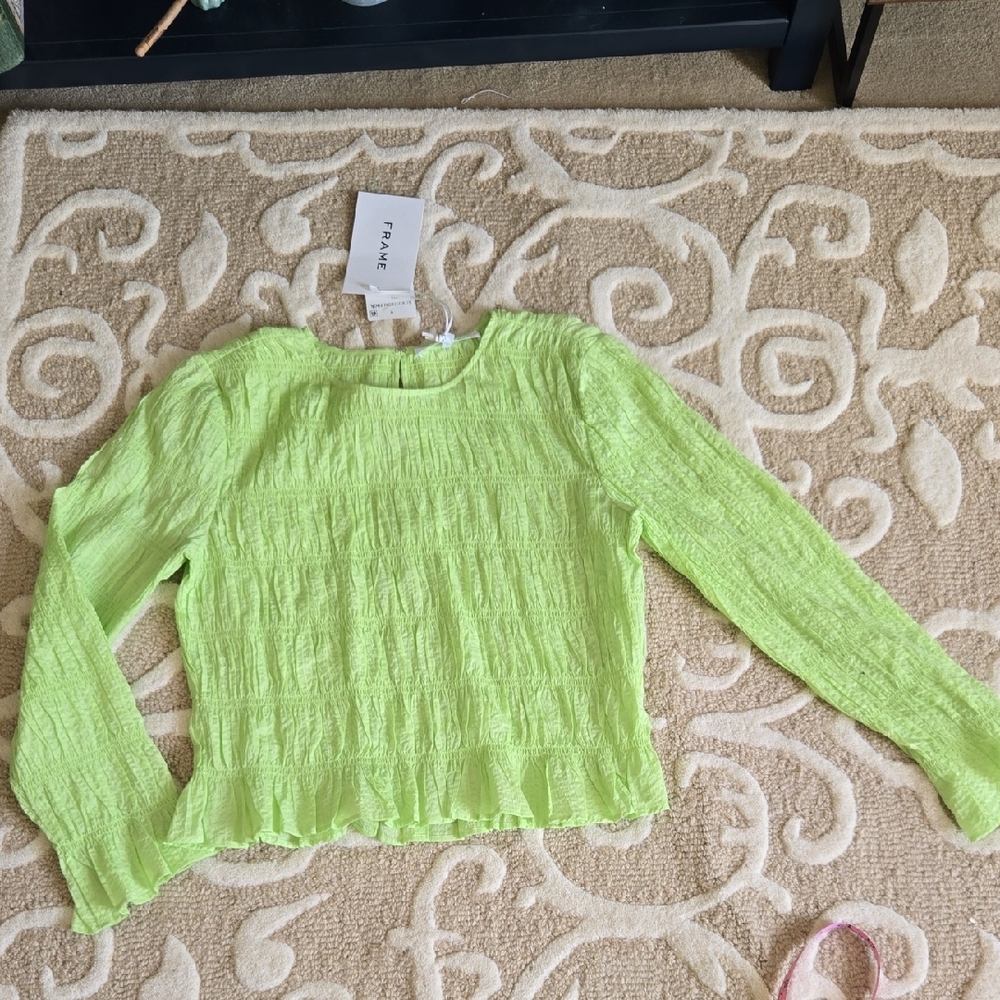 NWT Frame Bright Lime Ruched Top M